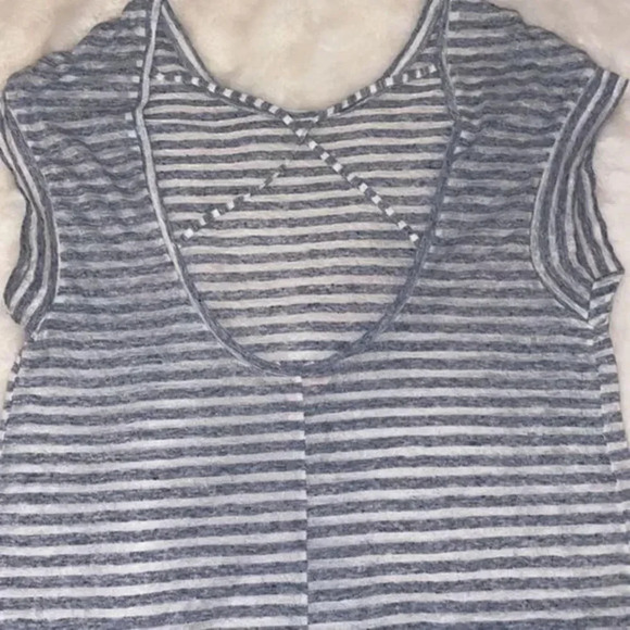 VICTORIAS SECRET BURNOUT BLUE/WHITE STRIPED TUNIC WITH LOW SCOOP STRAPPY BACK M - Picture 6 of 12